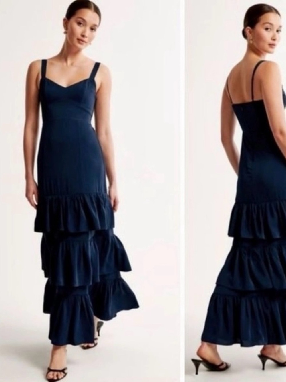 Abercrombie & Fitch Navy Tiered Ruffle Maxi Dress NWT Size Small
